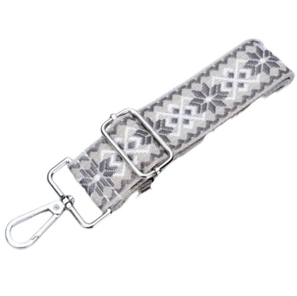Chic Embroidered Adjustable Bag Strap Beige and Grey - Picture 5 of 6